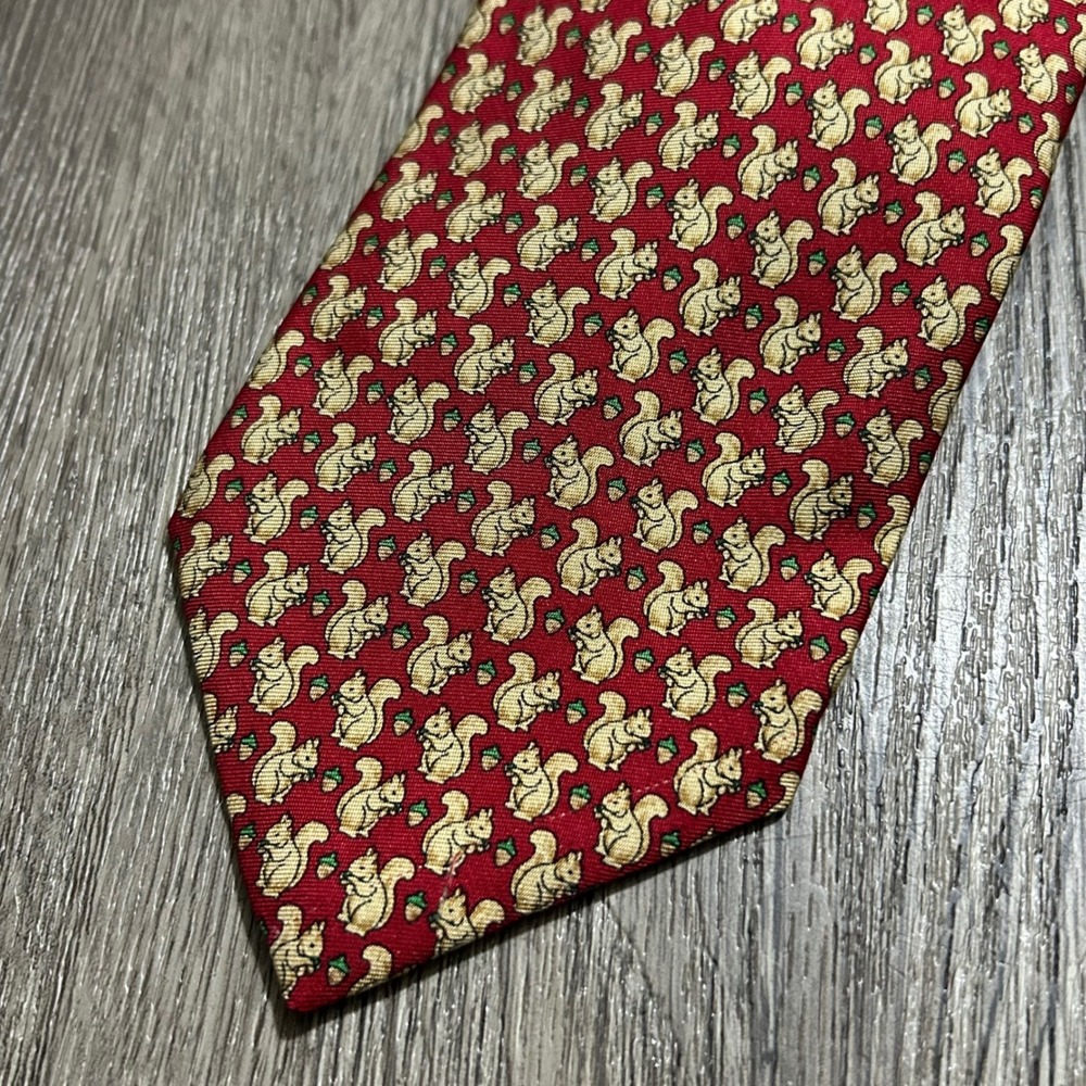 Brooks Brothers Tie One Size Red Squirrel Acorn Silk Makers Made in USA Necktie